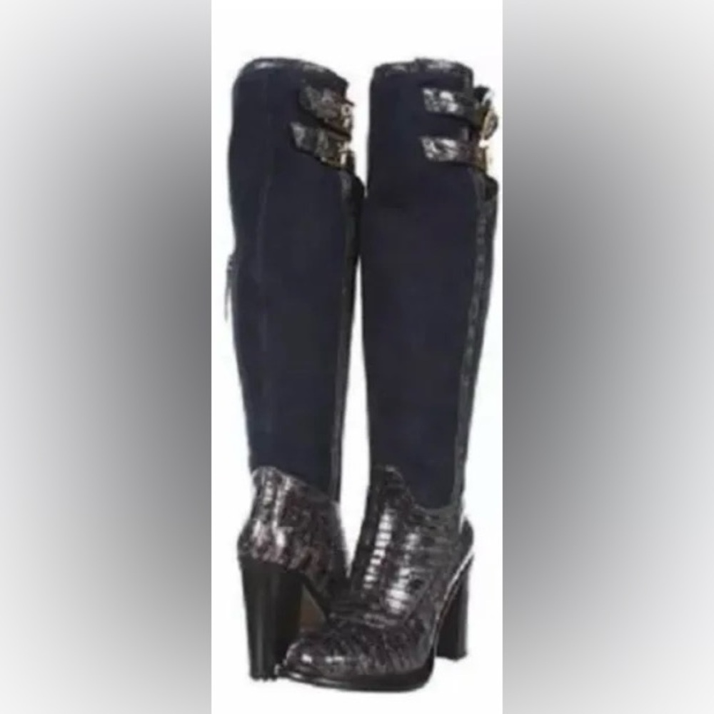 UGG Women's Aldabella Boots Shoes Italy Ink Charcoal Croc Shearling
